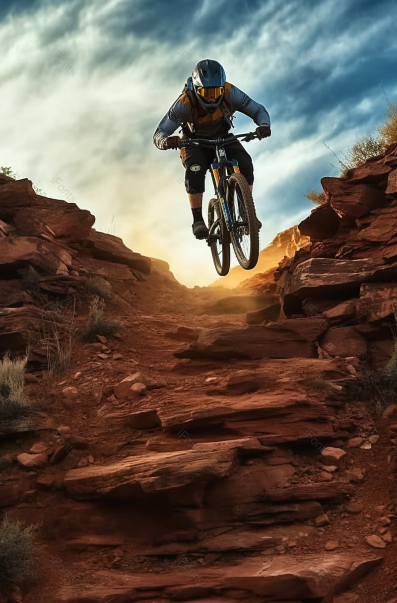 山地自行车从悬崖上往下飞驰极限运动,高清,摄影图,摄影图片,图片大全,摄影图免费下载